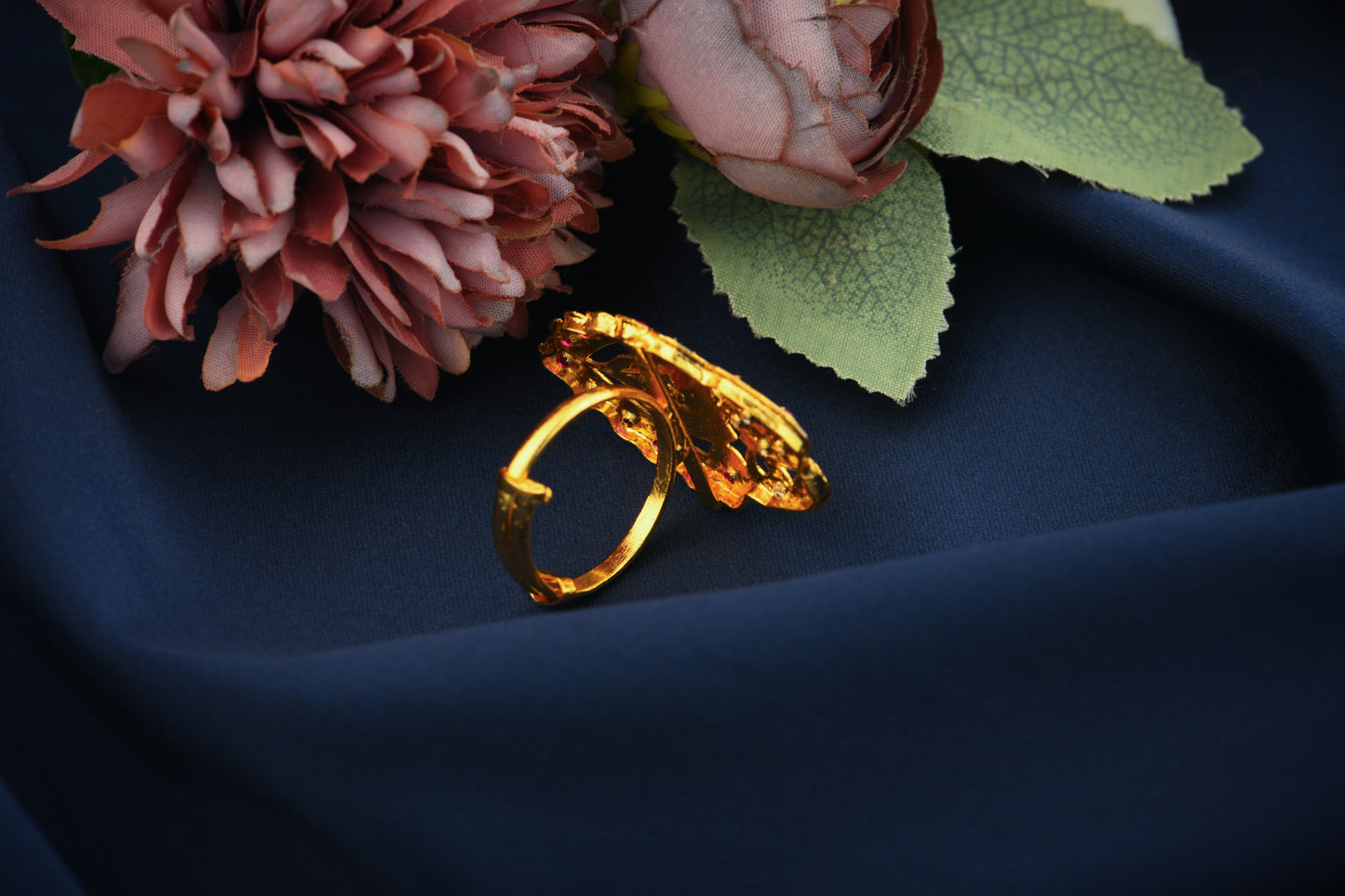 Kehkashaan Purani Dilli Gold Plated Silver Ring