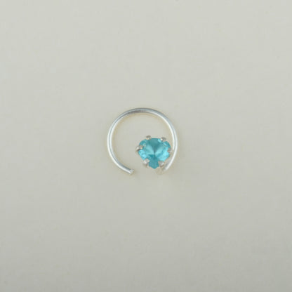 Natural Apatite Silver Nose Pin