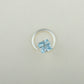 Natural Blue Topaz Square Silver Nose Pin
