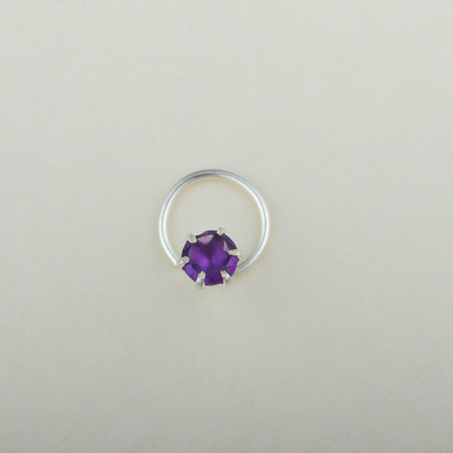 Natural Amethyst Silver Nose pin