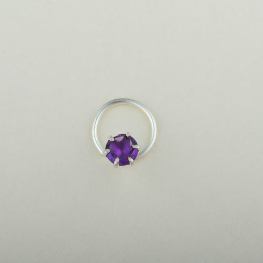 Natural Amethyst Silver Nose pin