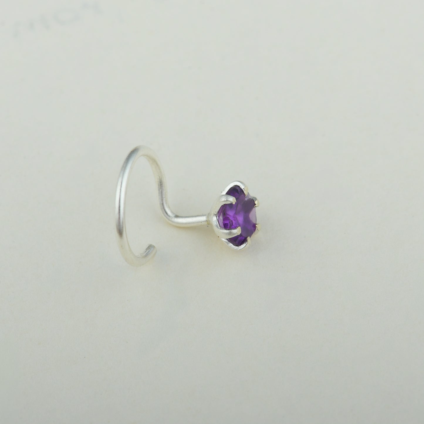 Natural Amethyst Silver Nose pin