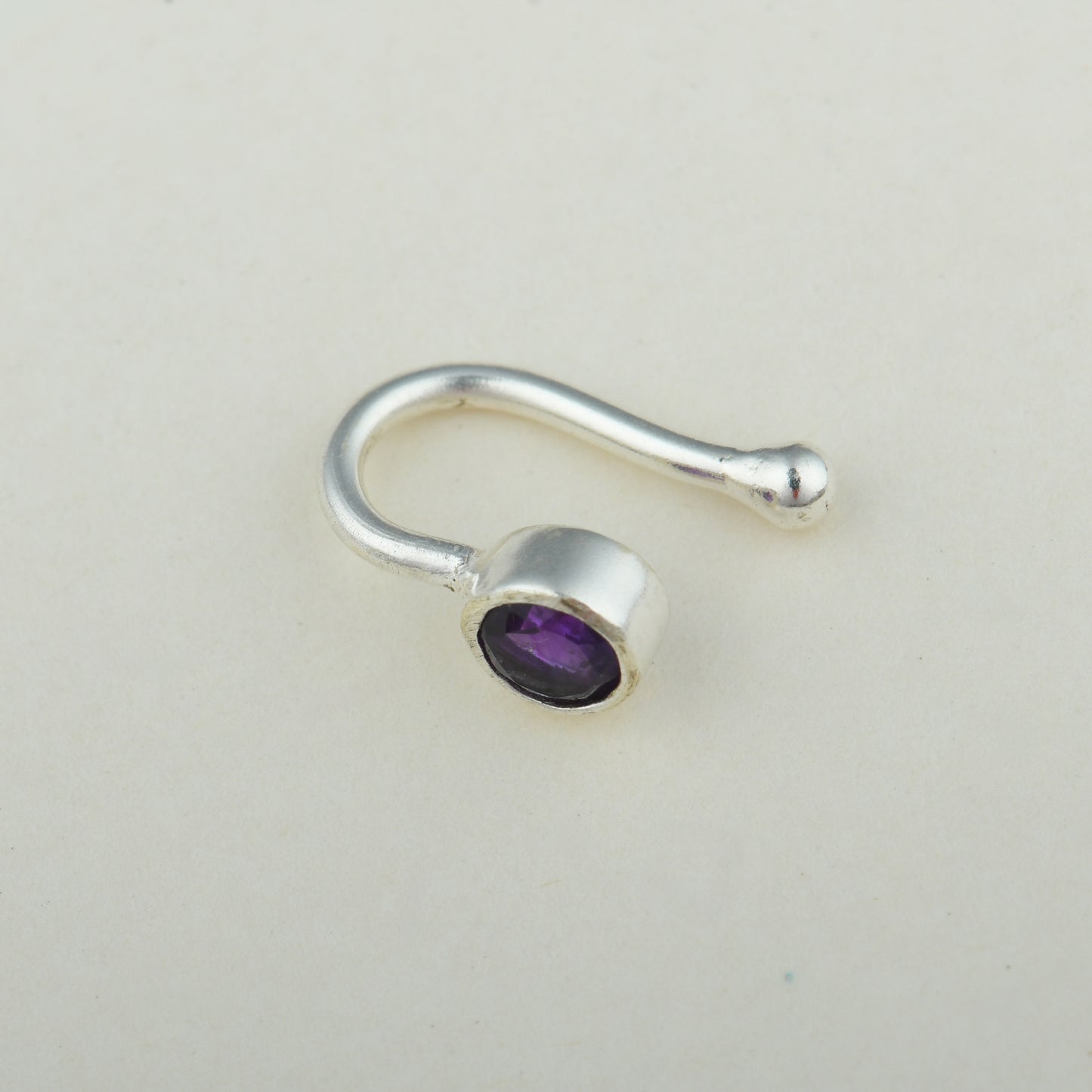 Natural Amethyst Silver Nose pin