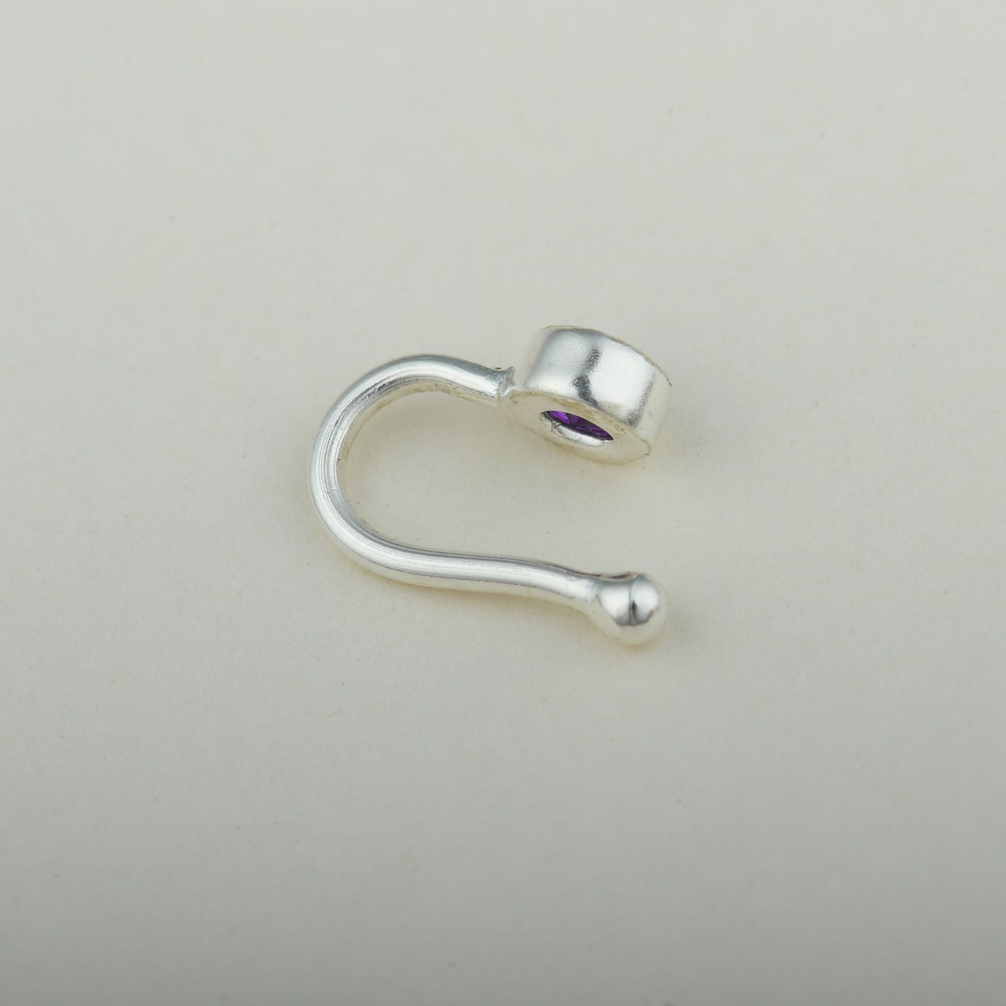 Natural Amethyst Silver Nose pin