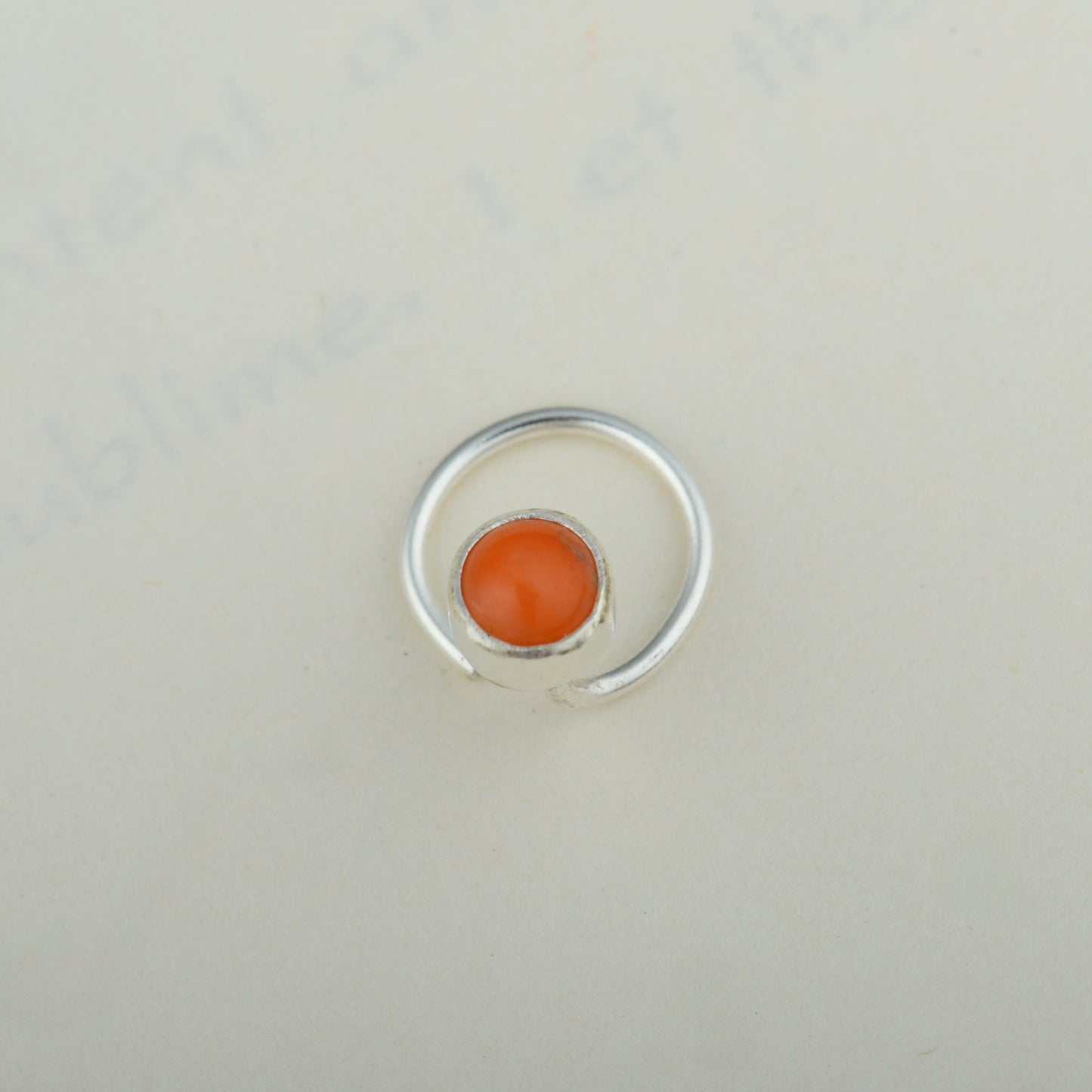 Natural Coral Silver Nose Pin
