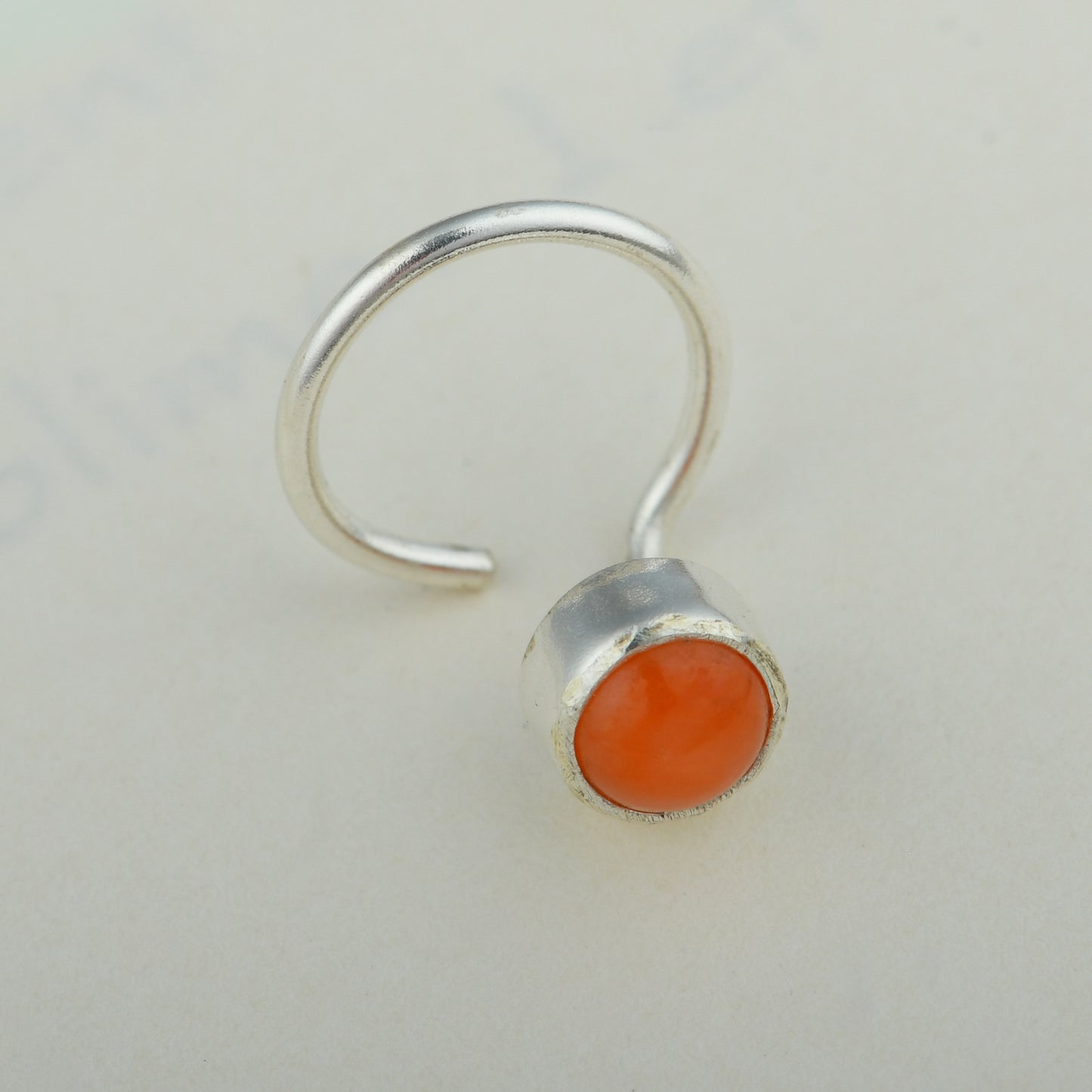 Natural Coral Silver Nose Pin