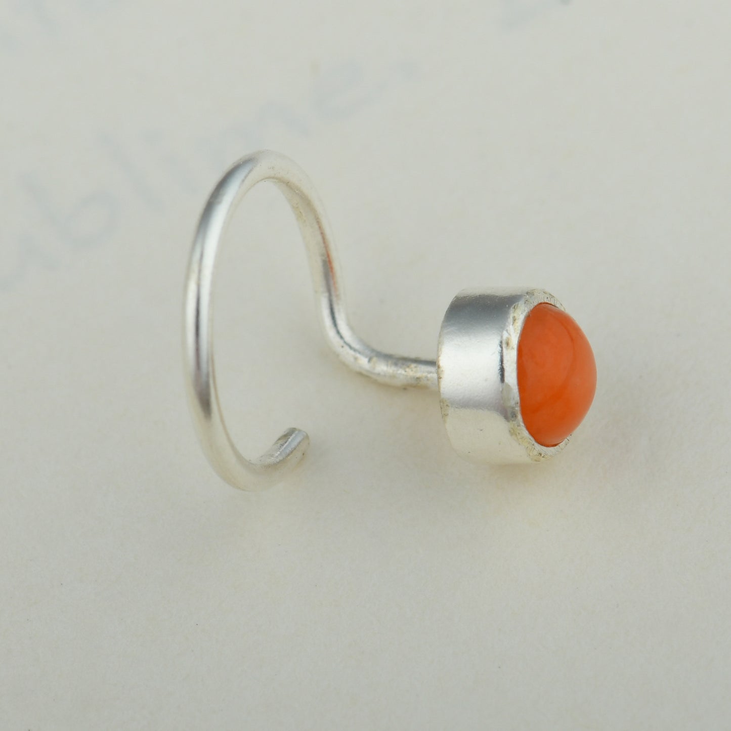 Natural Coral Silver Nose Pin