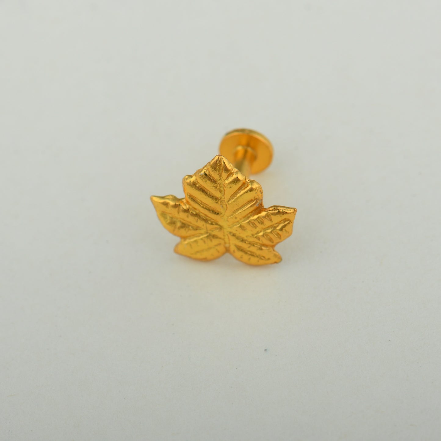 Kashmiri Chinar Gold Plated Silver Clip On Nose Pin
