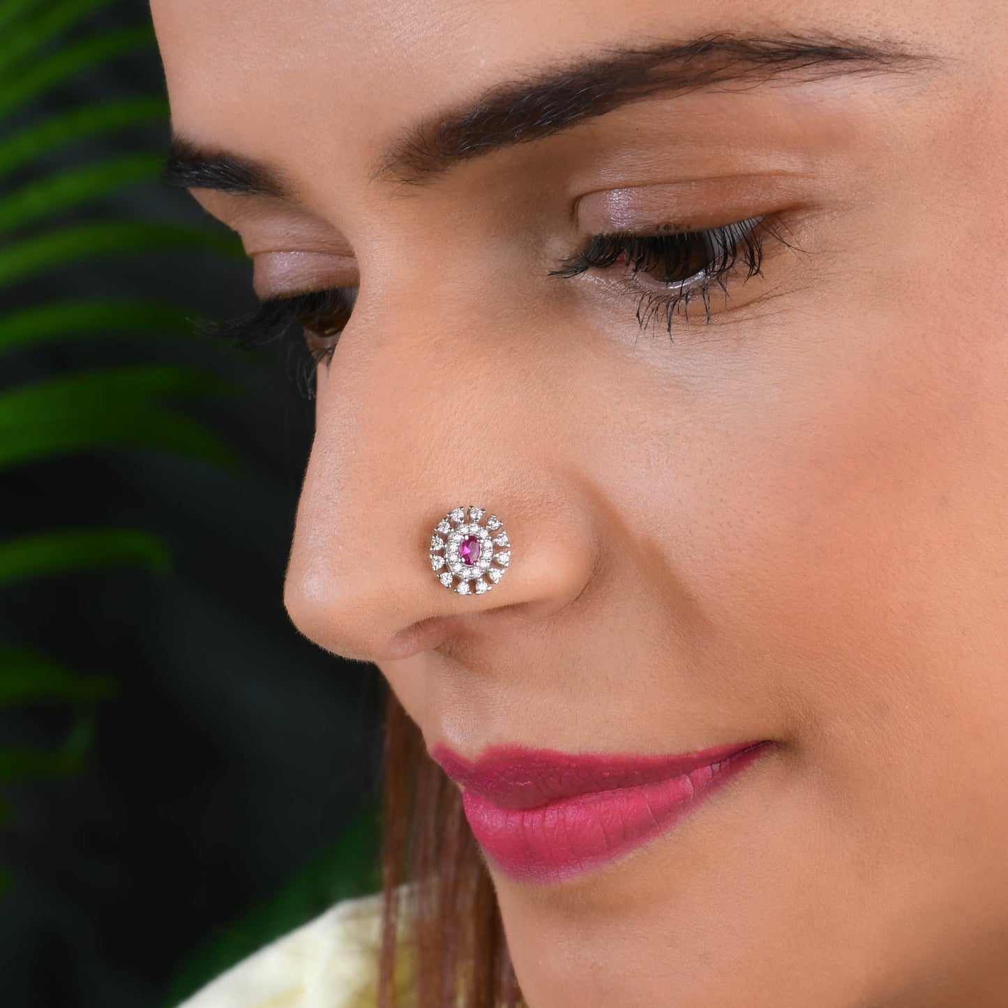 Rose Radiance Silver Nose Pin