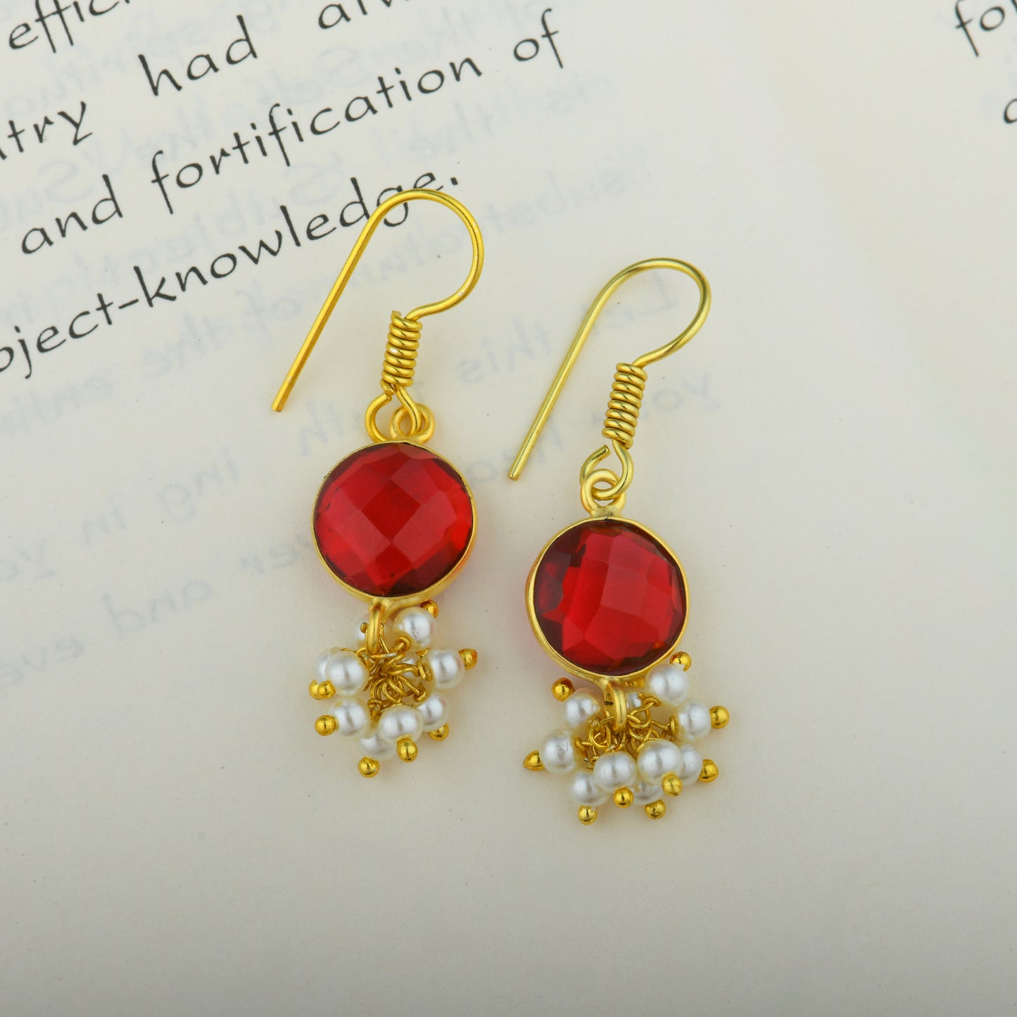 Red Wine Pearl Drops Earrings