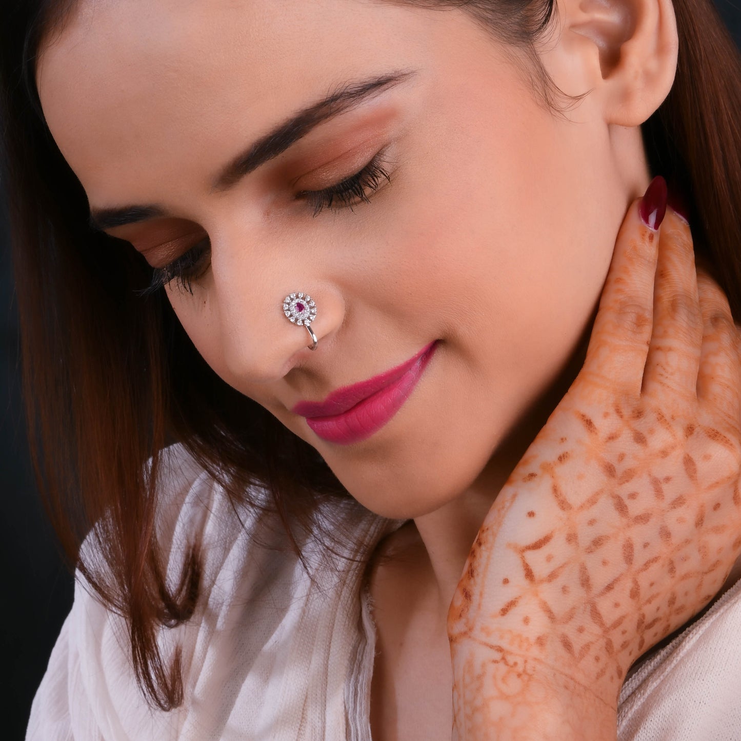 Rose Radiance Silver Nose Pin