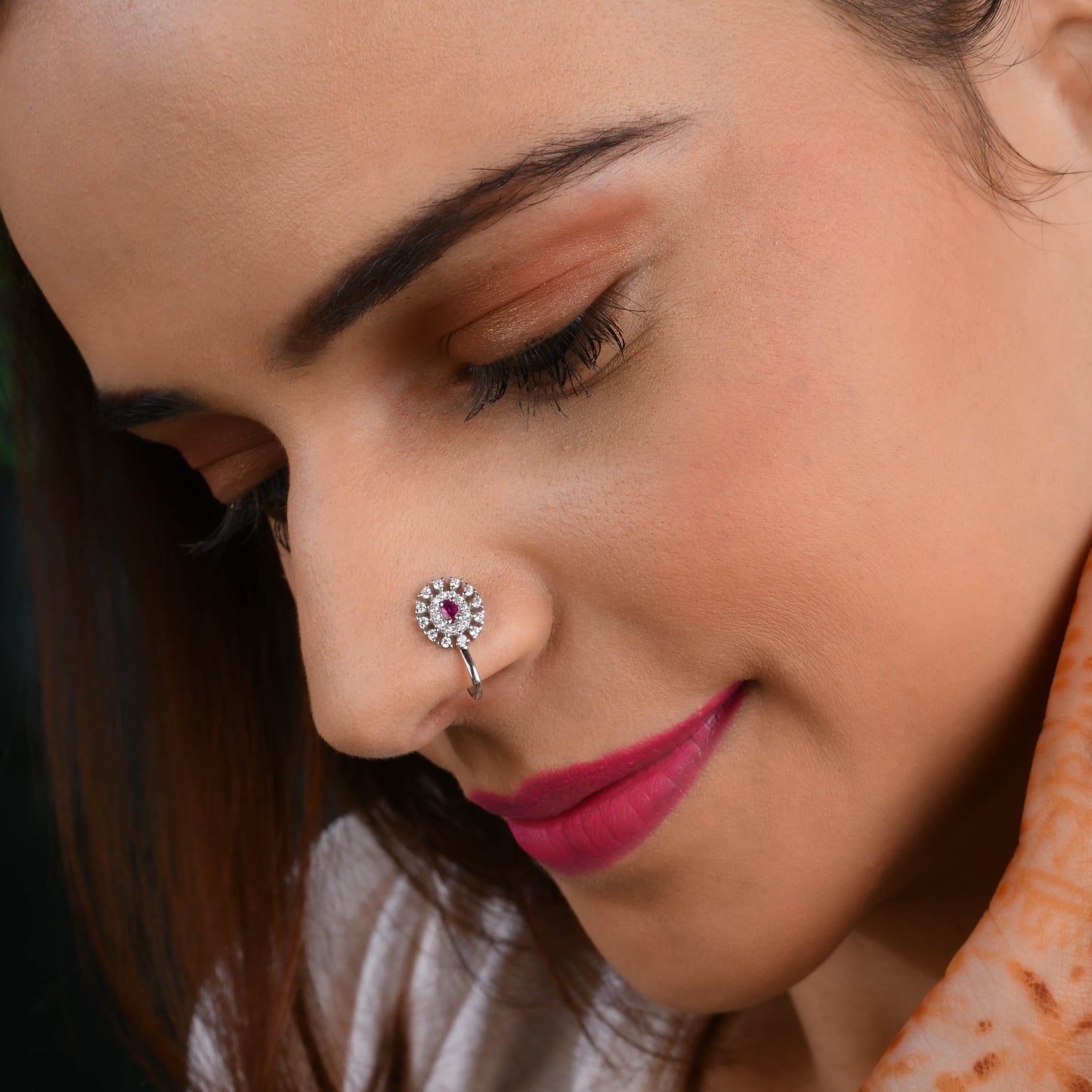 Rose Radiance Silver Nose Pin