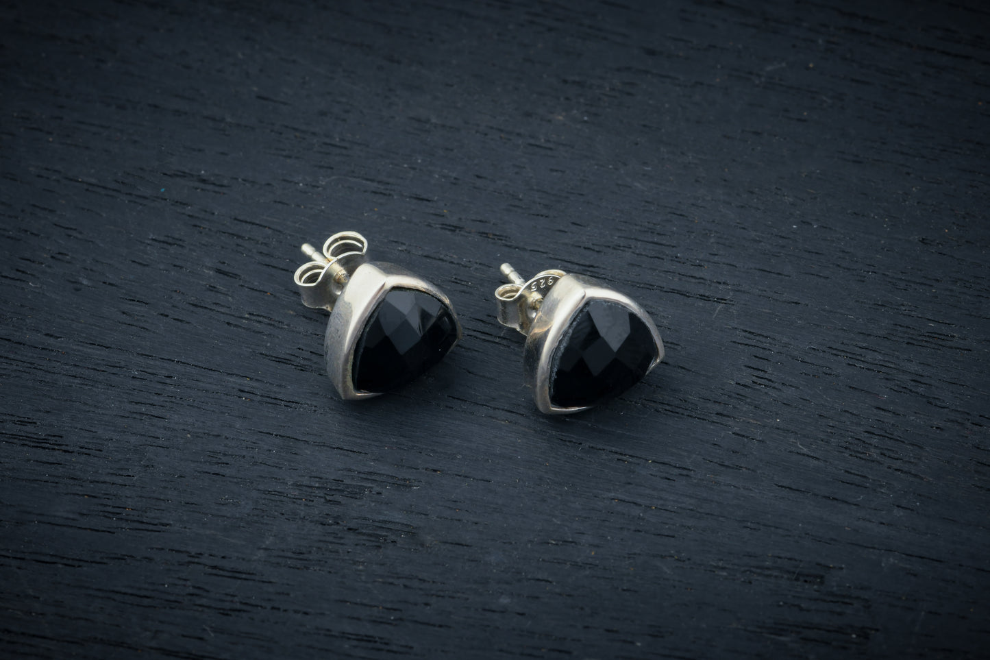 Black Obsidian Triangle Studs