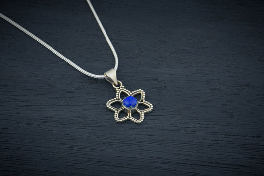 Lapis Lazuli Flower Pendant