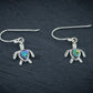 Tiny Turtle Babies Silver Abalone Earrings