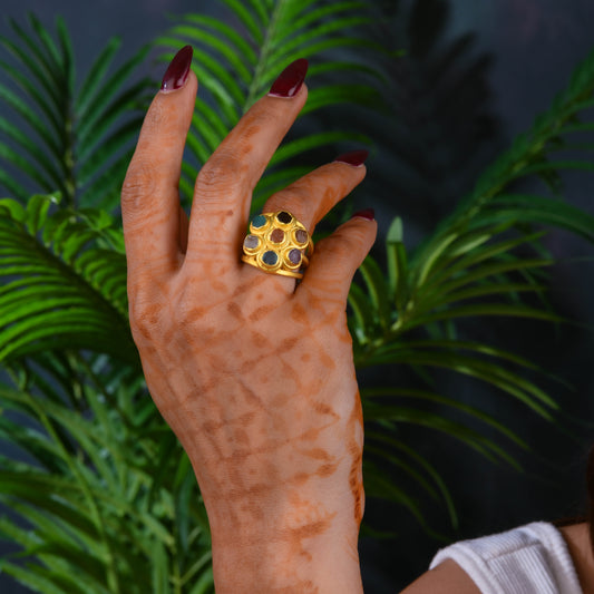 Raw Radiance Natural Uncut Semiprecious Stones Ring