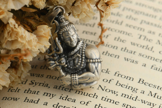 Shiva With Trishul Silver Men Pendant