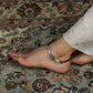 Turquoise Pearl Silver Black Thread Anklet