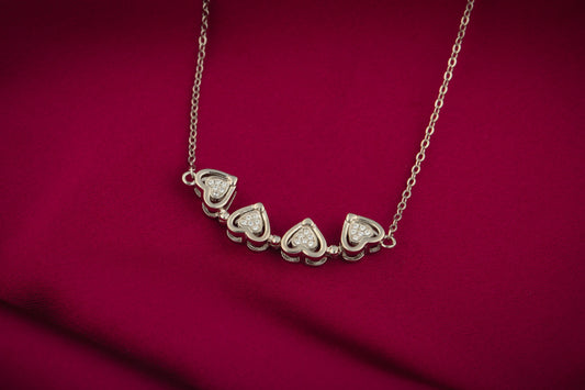 Silver String Of Hearts Necklace