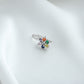 Rainbow CZ Silver Nose Pin