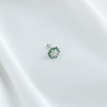 Rain Forest CZ Silver Nose Pin