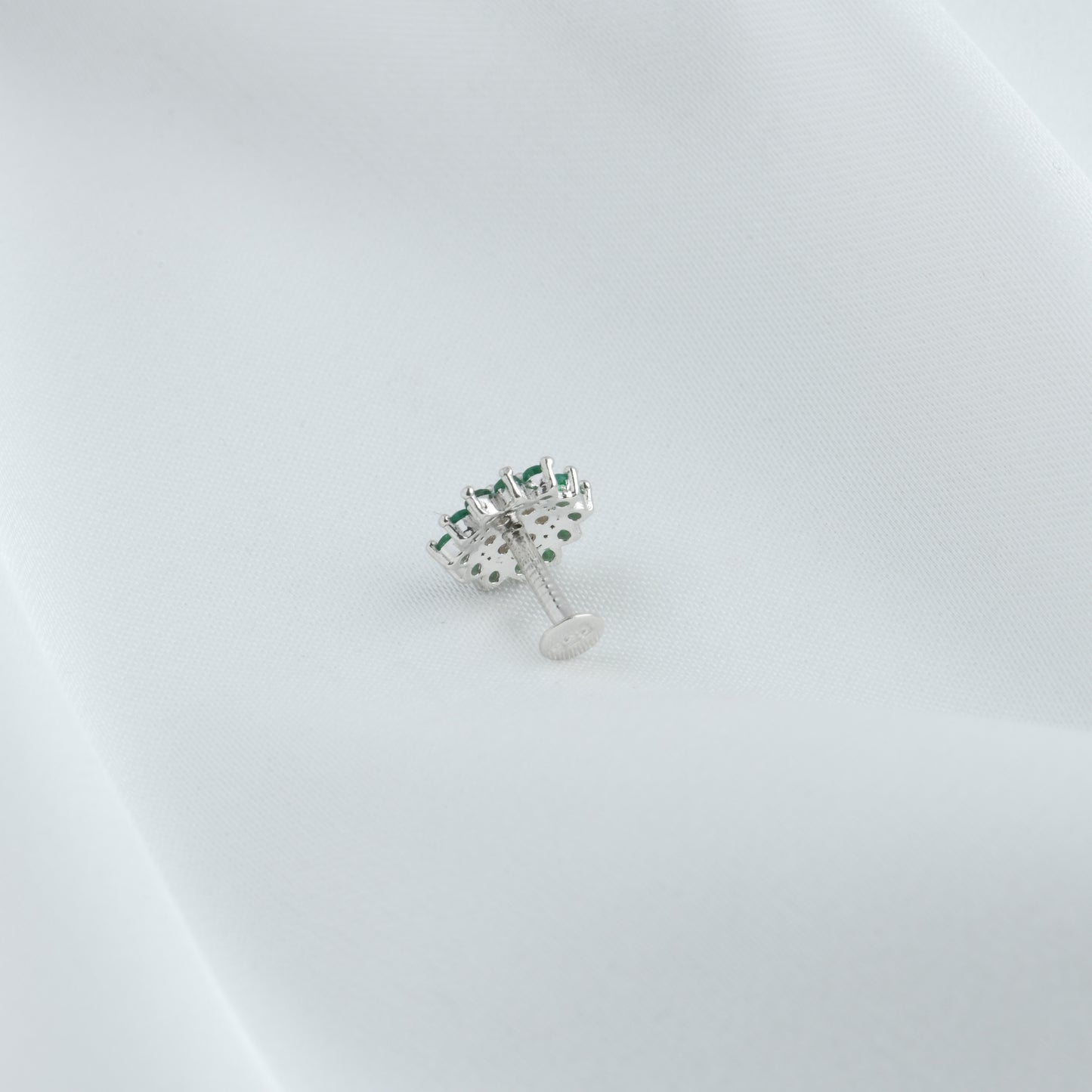 Rain Forest CZ Silver Nose Pin