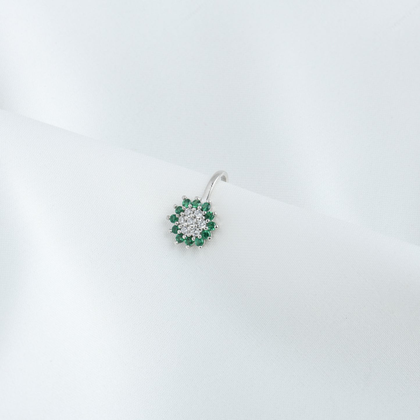 Rain Forest CZ Silver Nose Pin