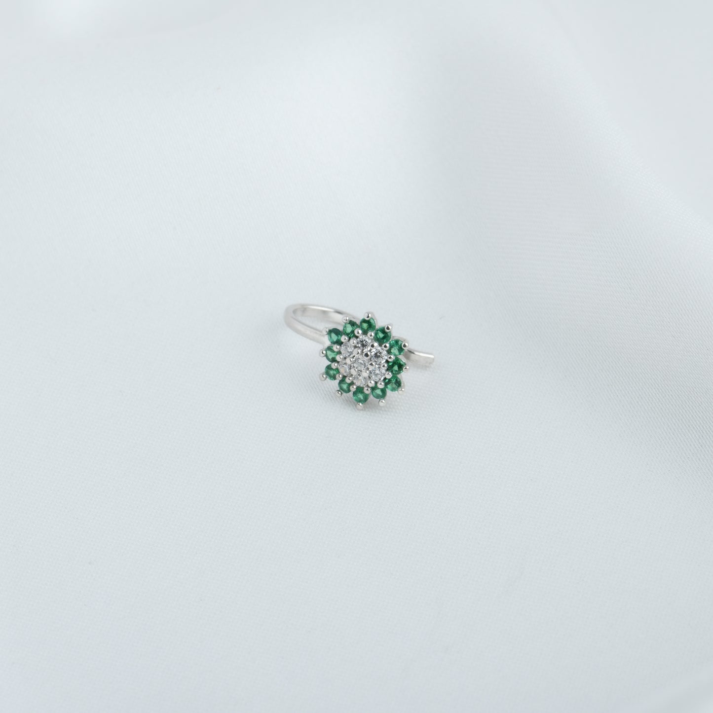 Rain Forest CZ Silver Nose Pin