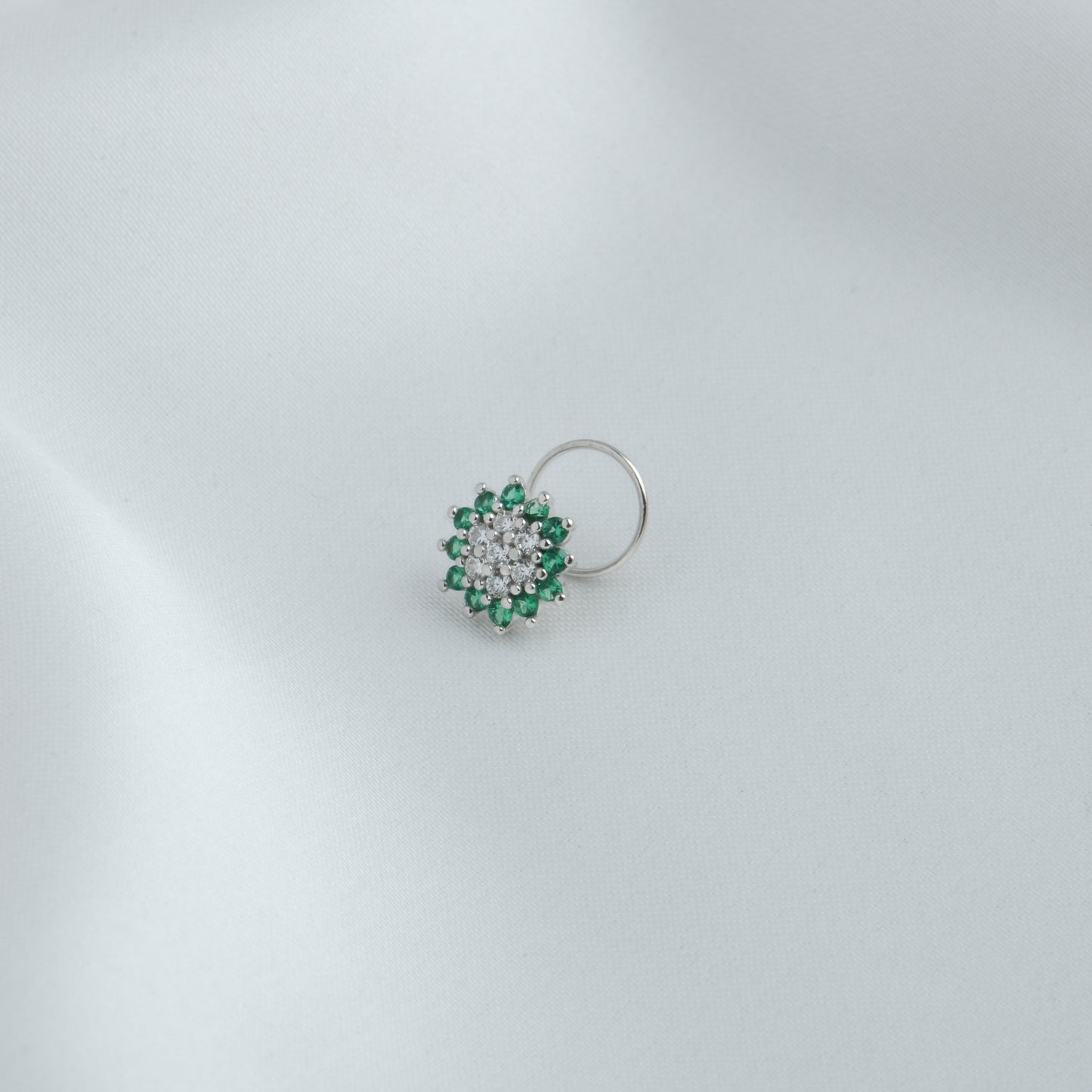 Rain Forest CZ Silver Nose Pin