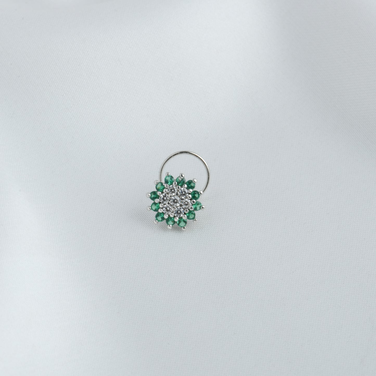 Rain Forest CZ Silver Nose Pin