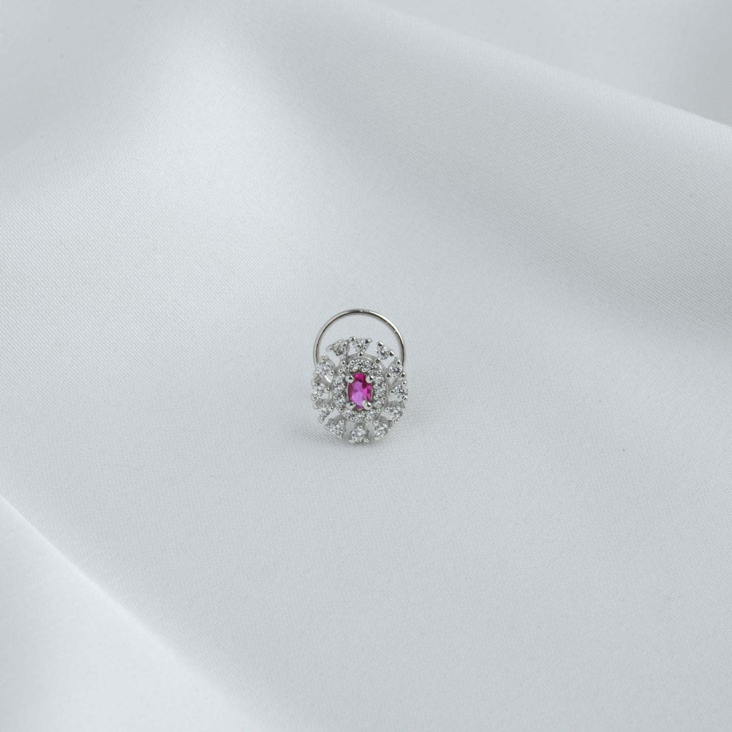 Rose Radiance Silver Nose Pin