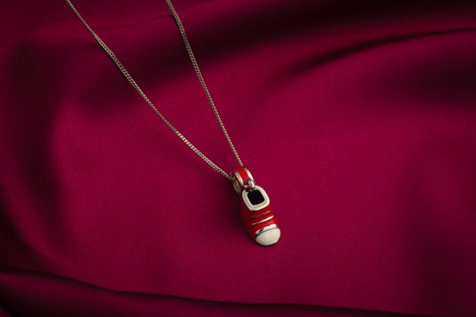 Red Sneaker Silver Pendant Necklace