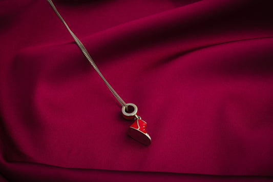 Red Sneaker Silver Pendant Necklace