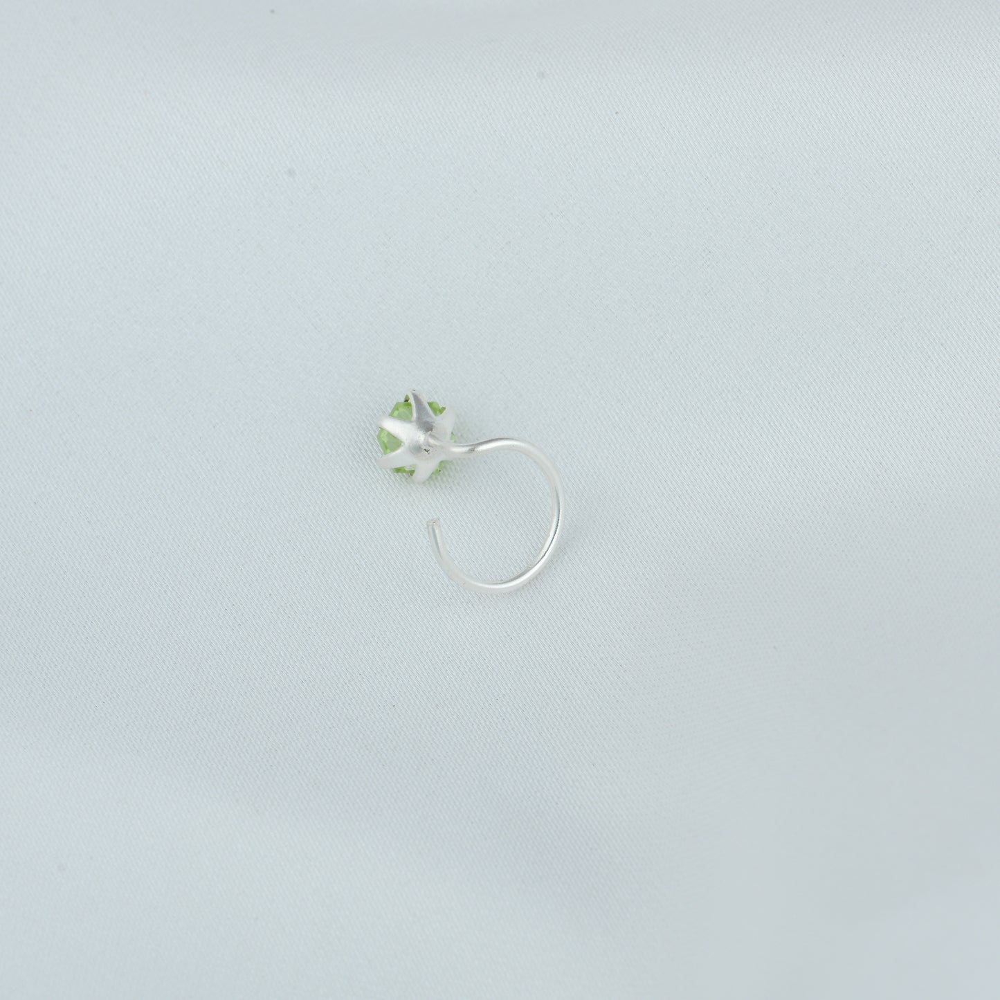 Natural Peridot Silver Nose Pin