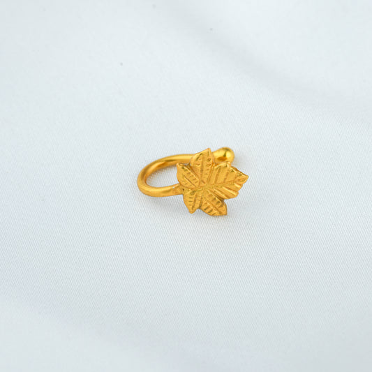Kashmiri Chinar Gold Plated Silver Clip On Nose Pin