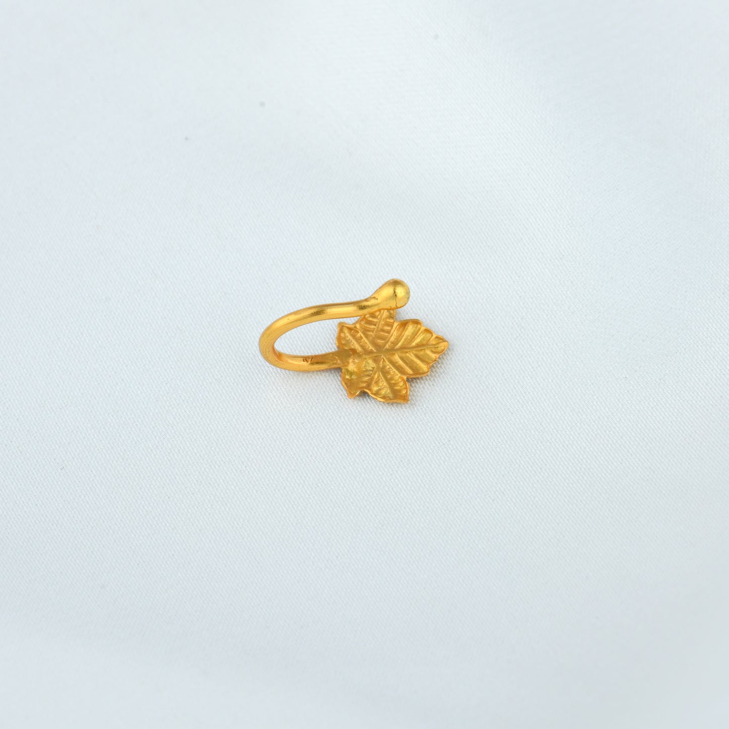 Kashmiri Chinar Gold Plated Silver Clip On Nose Pin