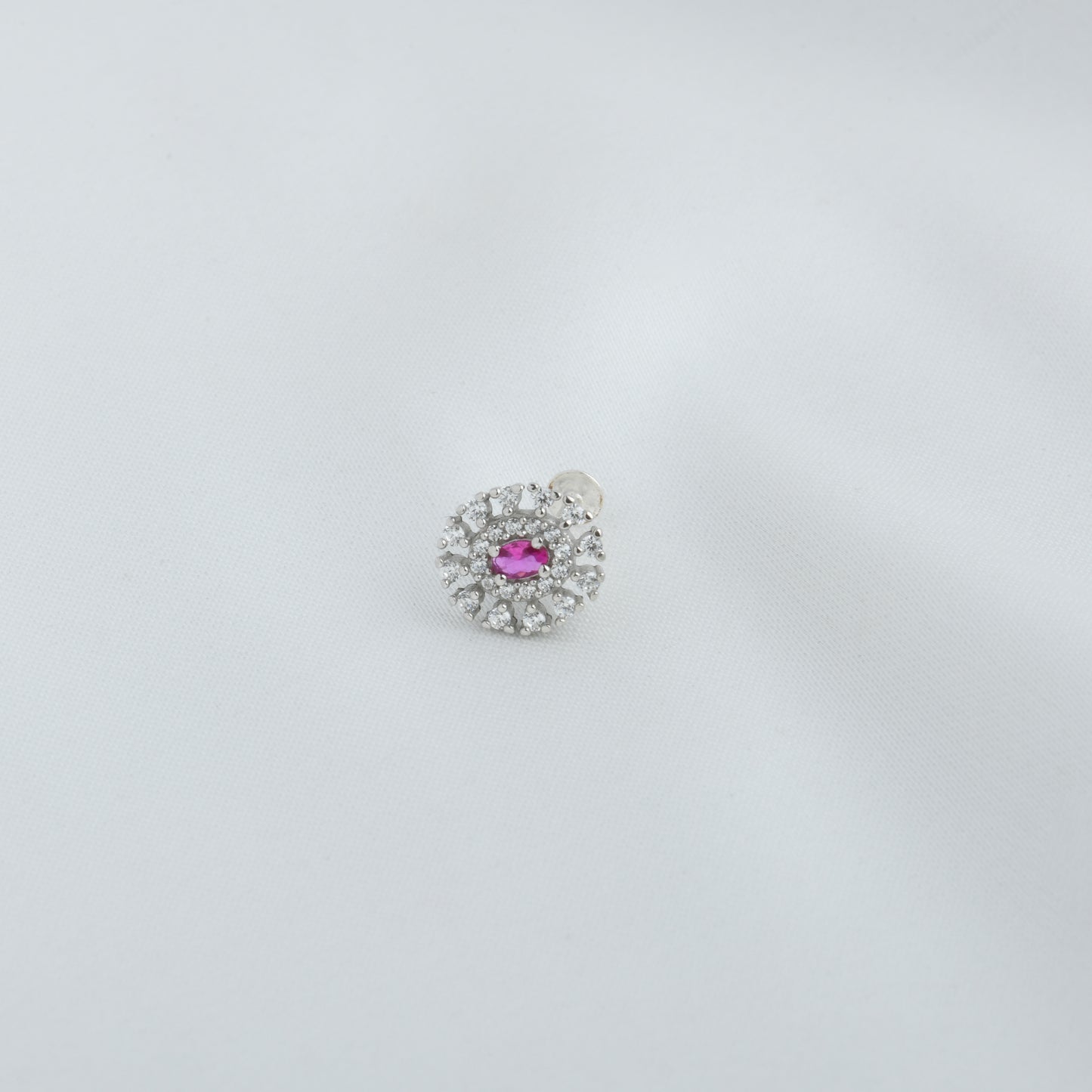 Rose Radiance Silver Nose Pin