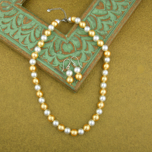 Golden Glow Pearl Necklace Set