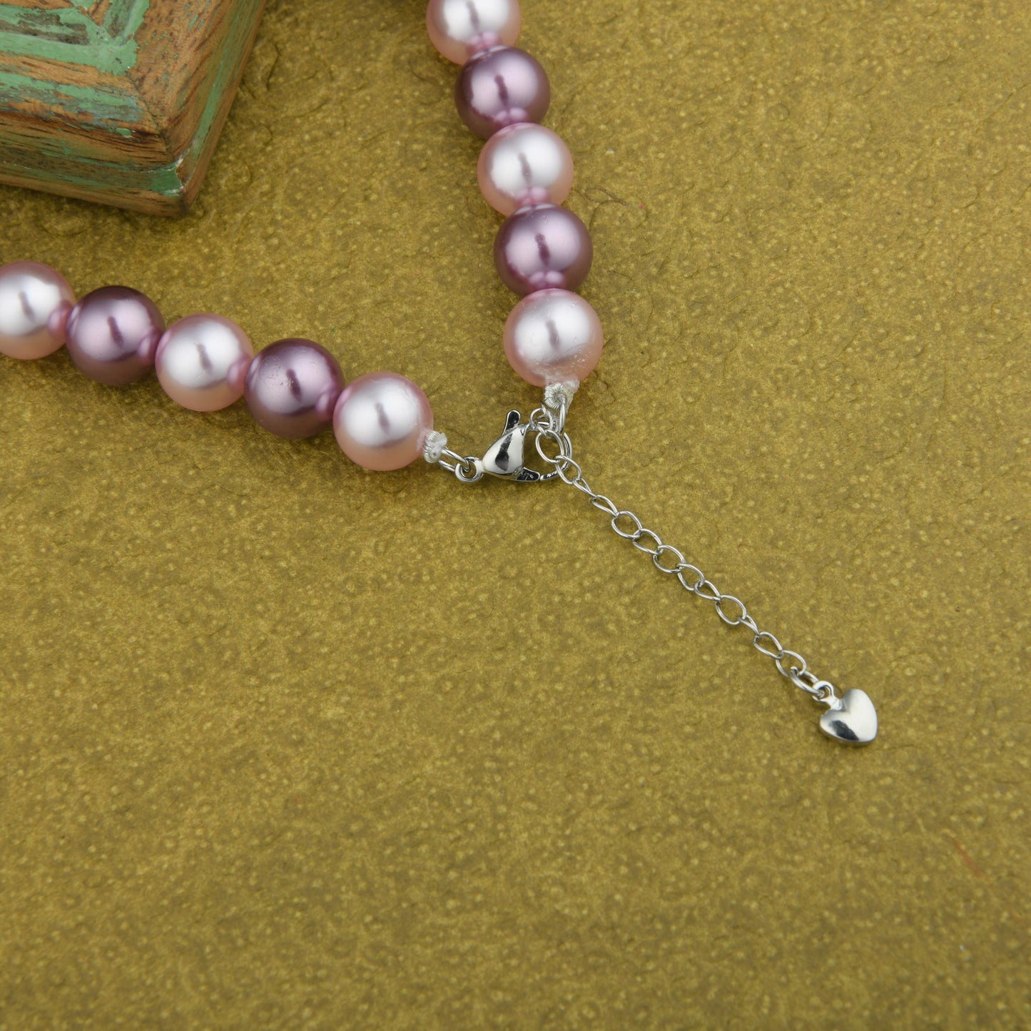 Pink And Wine Pearl Necklace Set