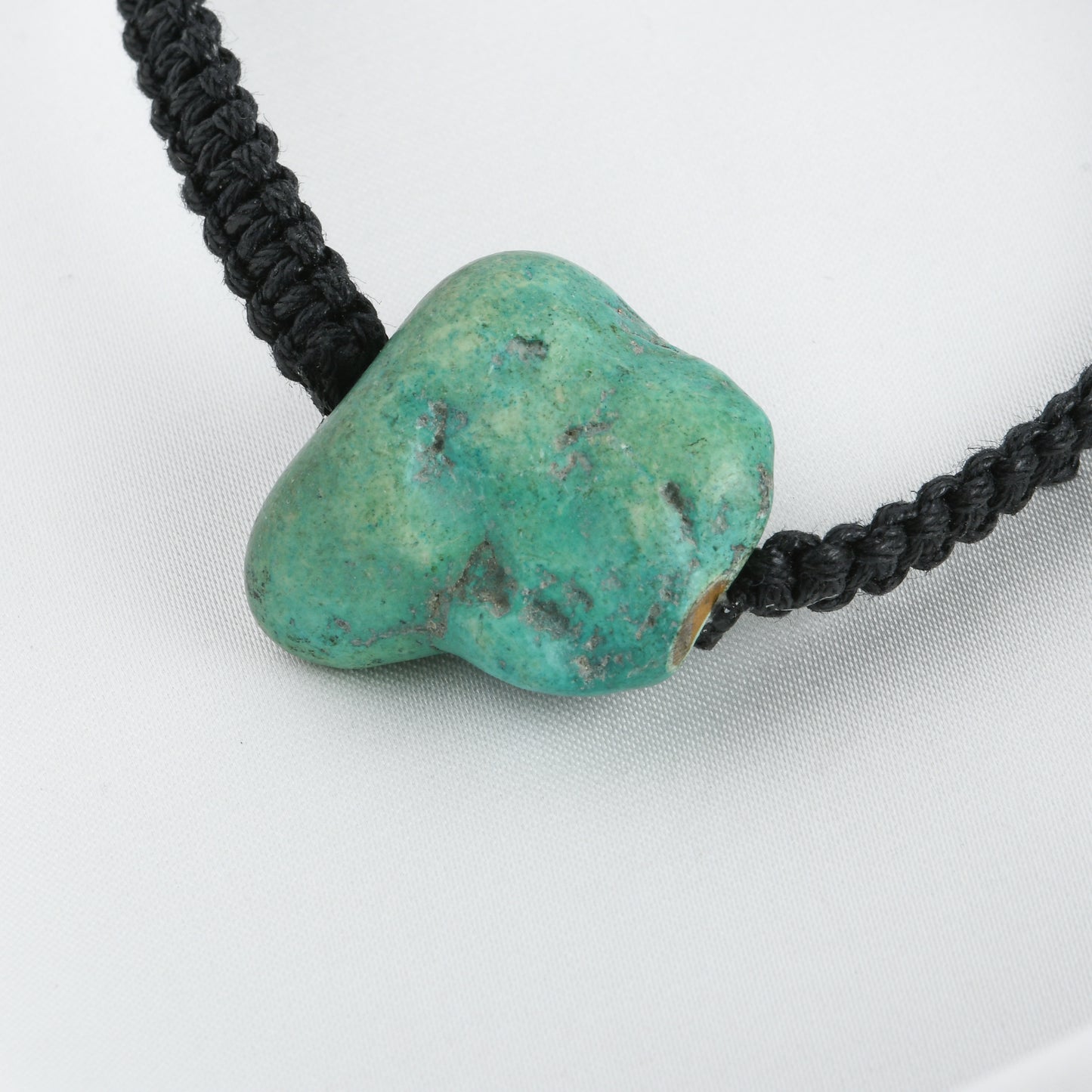 Turquoise Tumble Black Thread Bracelet For Men