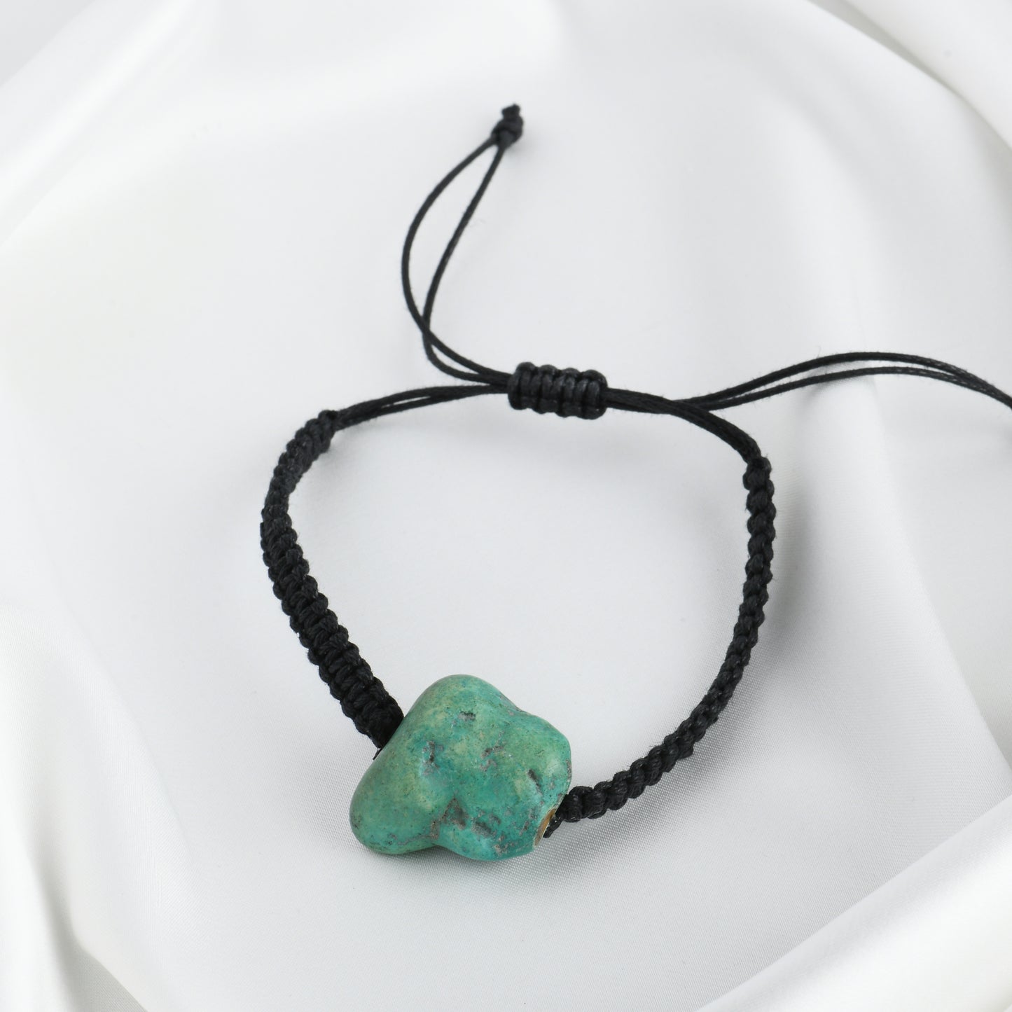 Turquoise Tumble Black Thread Bracelet For Men