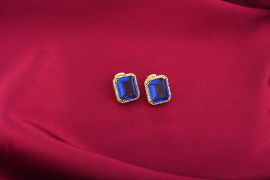 Sapphire Zircon Square Studs