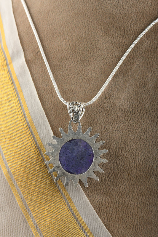 Blooming Flower Lapis Lazuli Stone Pendant