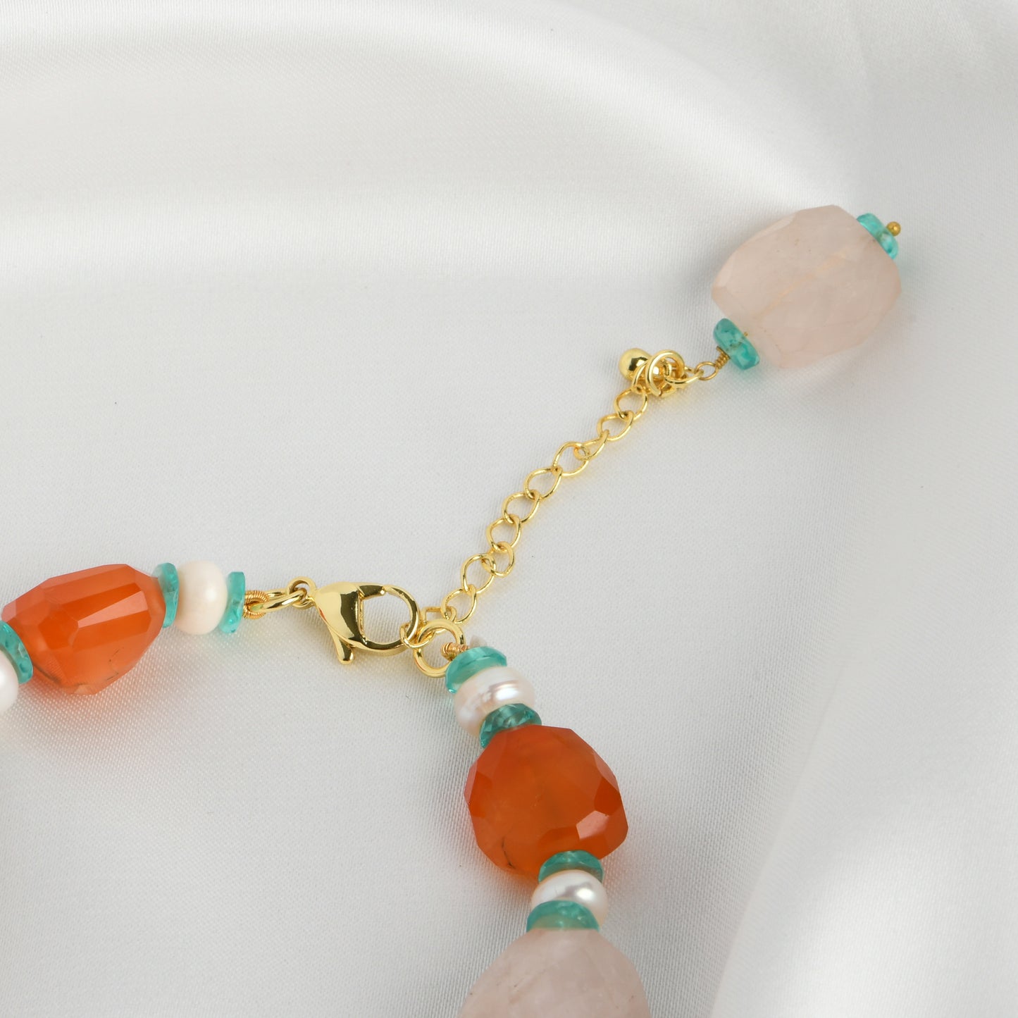 Rose Quartz Carnelian Pearl Handcrafted Bracelet