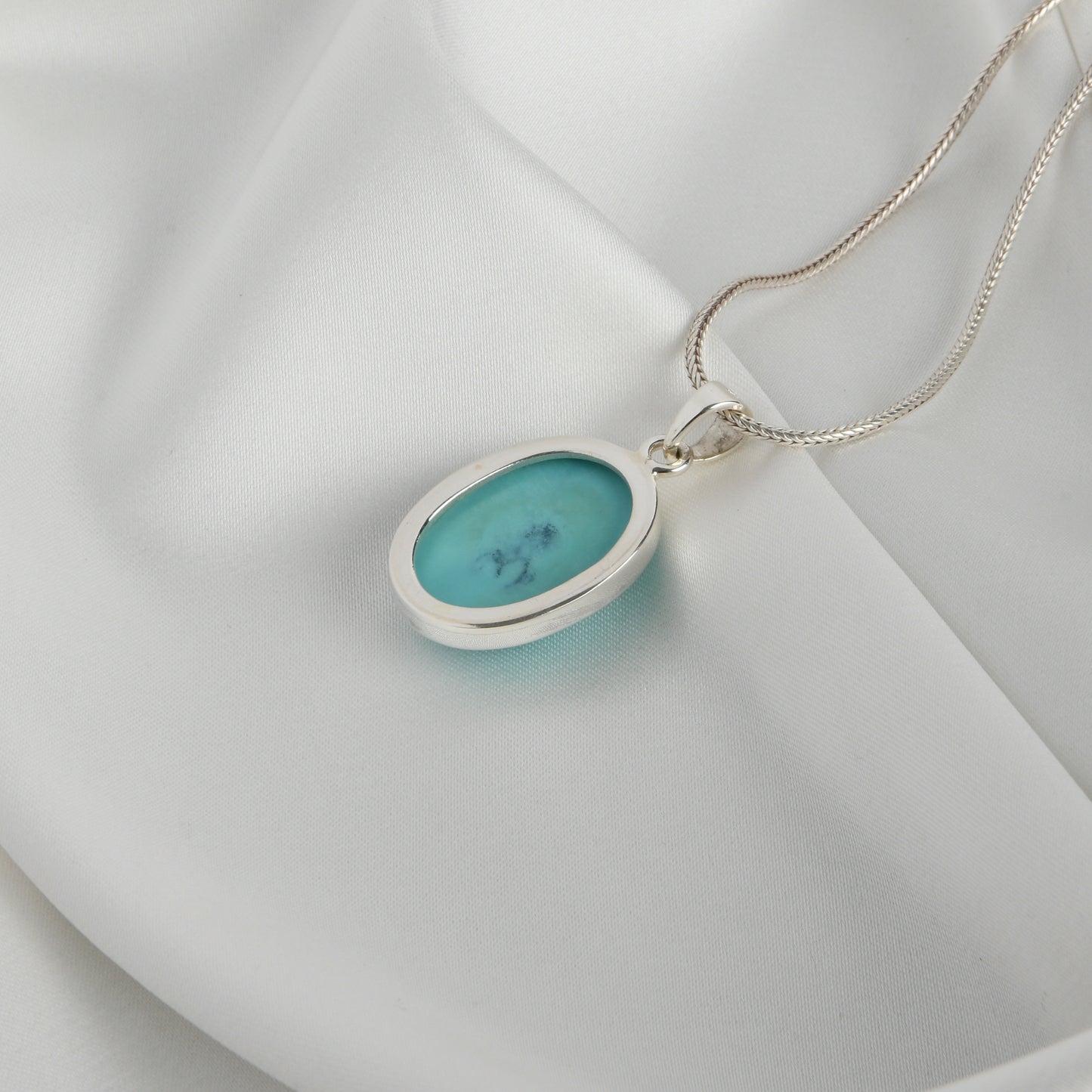 Natural Turquoise In Silver Pendant