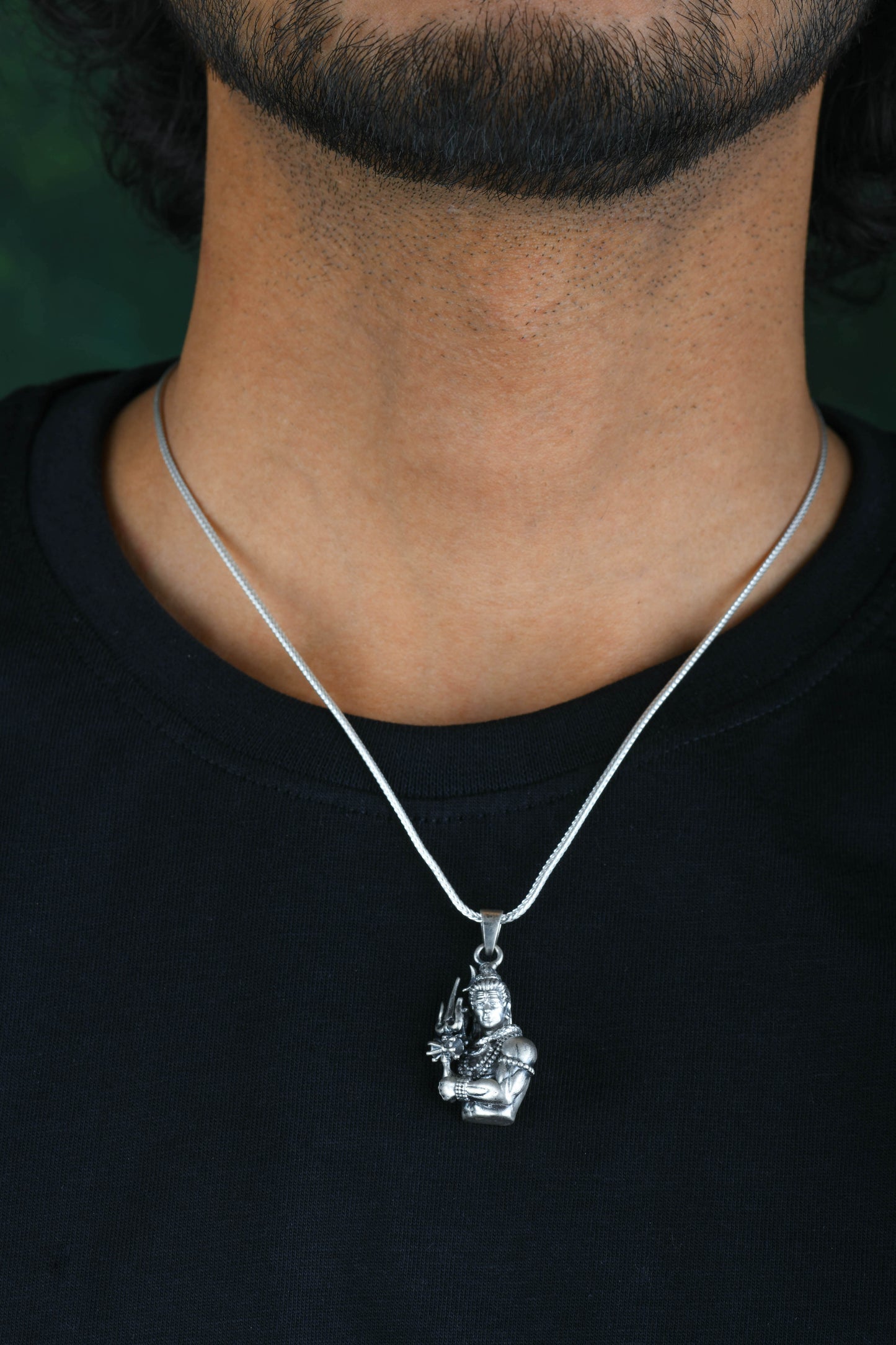 Shiva With Trishul Silver Men Pendant