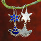 Madhu Chandrika Blue Mirror Silver Earrings