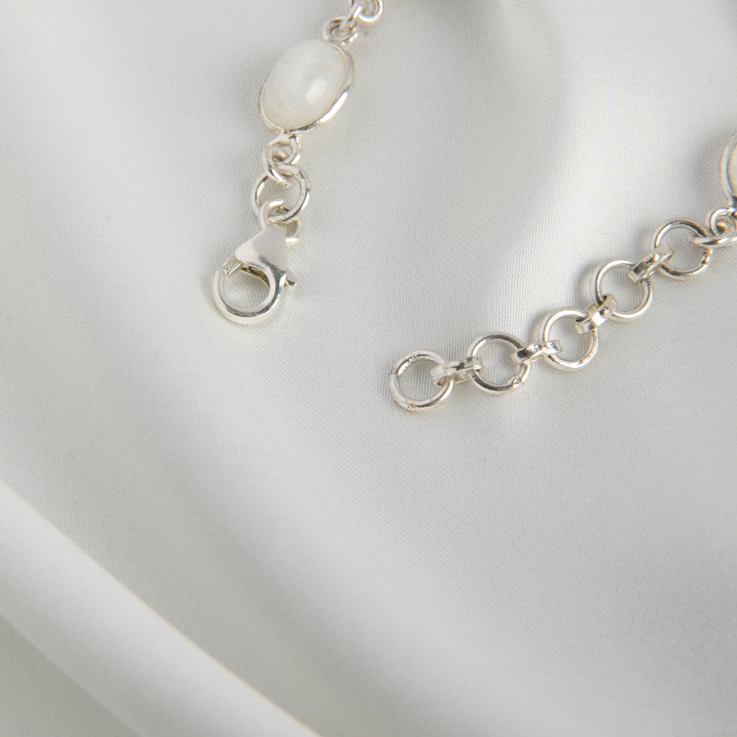 Oval Moonstones Silver Bracelet