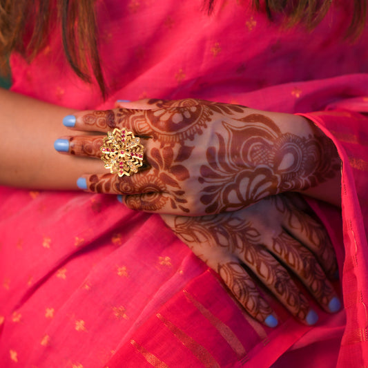 Gulbahar Purani Dilli Gold Plated Silver Ring