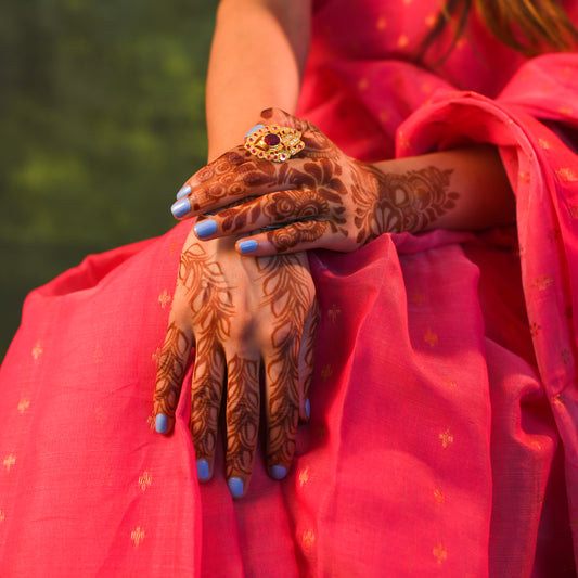 Kehkashaan Purani Dilli Gold Plated Silver Ring